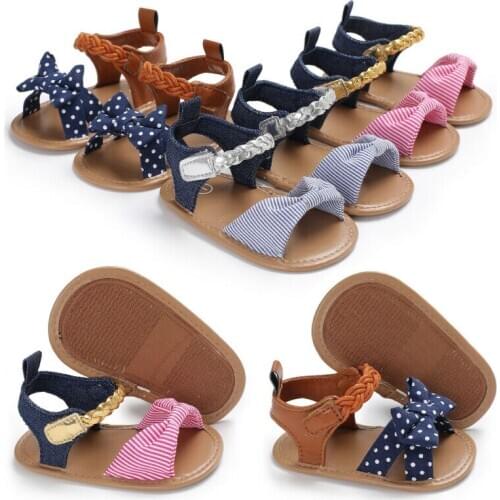 Newborn Infant Baby Girls Bow-Knot Sandals Summer Non-slip Moccasin Shoes 1st Prewalker 0-18M