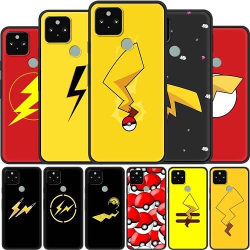 Pika Lightning Tail Silicone Case for Google Pixel 4a 4G 4 XL Funda Pixel 5 Soft Smart Phone Coque Luxury Soft TPU Back Cover