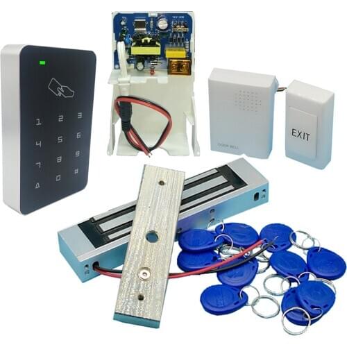 Door Access Control System Kit RFID Keypad + Power Supply + Electric Magnetic Lock Strike Bolt Door Locks for Home Security