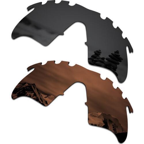 SmartVLT 2 Pieces Polarized Sunglasses Replacement Lenses for Oakley M Frame Heater Vented Stealth Black and Amber Brown
