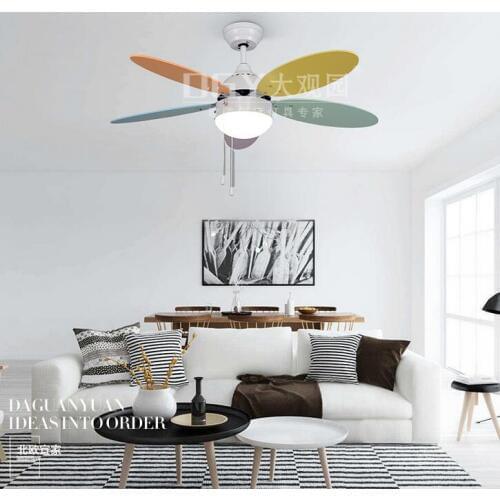 Modern minimalist LED cute color ceiling fan electric fan childrens room restaurant ceiling fan ceiling lamp m