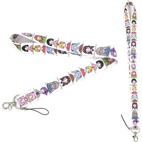 Cute cartoon girl Keychain Lanyards Id Badge Holder ID Card Pass Gym Mobile Phone Badge Holder Key Strap webbings ribbons