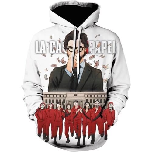 La Casa De Papel Money Heist House Of Paper 3D Print Men/Women Hoodies off white Hoodie Pullover autumn streetwear Tracksuits