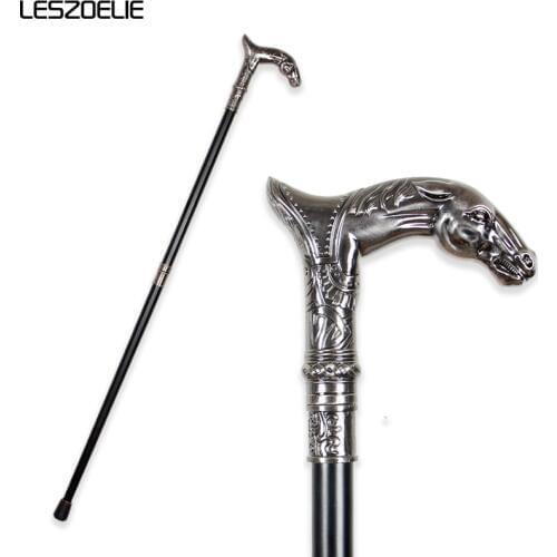 Horse Head Luxury Fashion Walking Stick Man Decorative Walking Cane Women Vintage Metal Canes Men Decoration Walking Stick