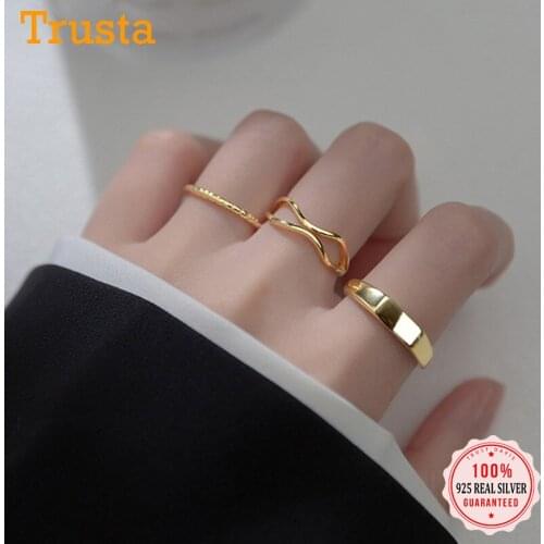 Trustdavis Real 925 Sterling Silver Fashion Twist Double Layer Section Opening Ring For Women Wedding PartyFine Jewelry DA2285