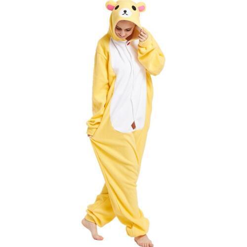 Adults Polar Fleece Rilakkuma Animal Kigurumi Womens Mens Onesies Pajamas Cosplay Costume for Halloween and Carnival Party