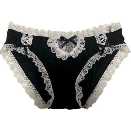 Japanese cotton comfortable bow panties feminine lace low waist modal briefs