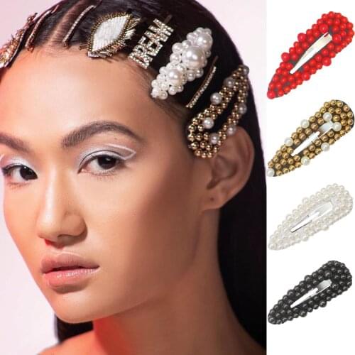 1PCS Korea Imitation Pearl Hair Pins Red Black Retro Pearls Hair Clip for Girl Hair Accessories Pearl BB Hair Pins