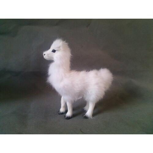 Simulation alpaca, about 13x15cm white small sheep Handmade craft model ,polyethylene&furs toy home decoration Xmas gift w4133