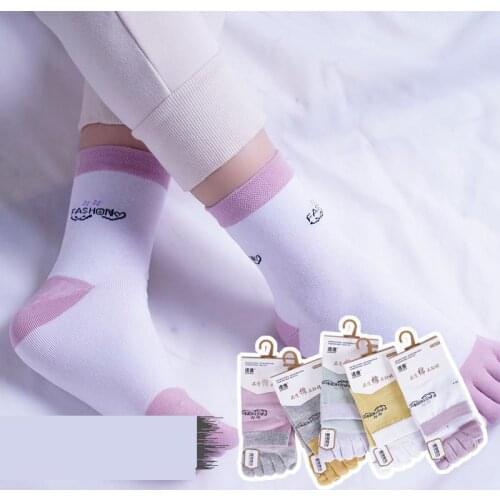Womens Five Toe Socks Separate Toes 5 Toe Kawaii Ankle Socks Ladies Cartoon Socks