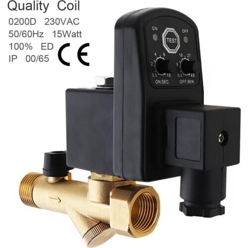 1/2" Solenoid Valve AC220V 1.6Mpa Electronic Drain Valve Timed Air Compressor Gas Tank Automatic 2-way Durable Drain Valve