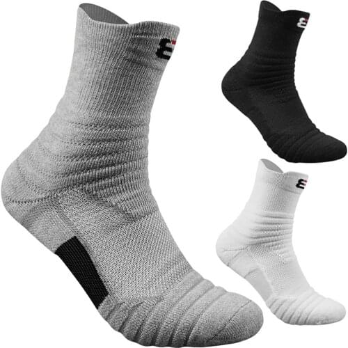 1 Pair Sports Socks Man Basketball Socks Middle Tube Thickening Towel Bottom Cotton Socks For Run Badminton Tennis Sport Sock