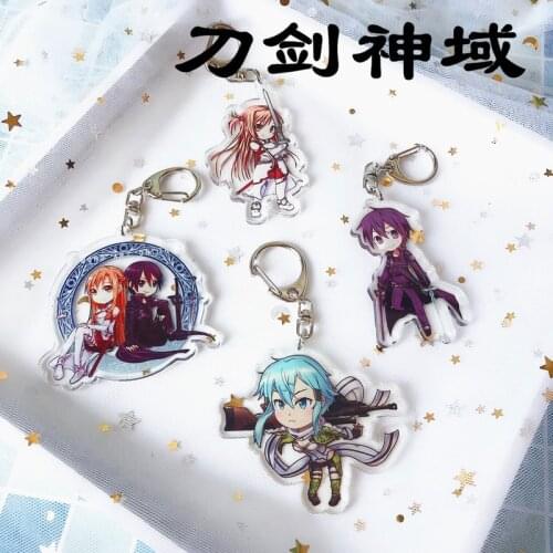1pc Cool Anime SAO Sword Art Online Kirito Asuna Acrylic Keychain Keyrings Bag Pendant