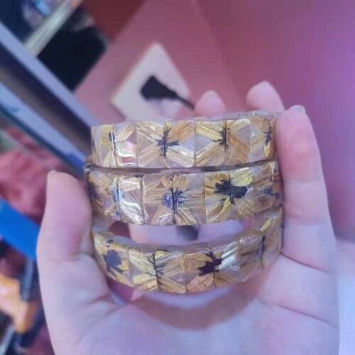 1psc/lot rutile titanium crystal flower bracelet natural rare jewelry wholesale In bulk wealth popularity gemstones Collection