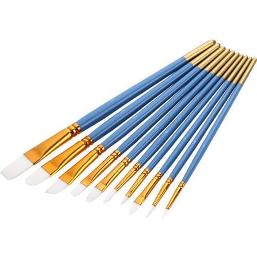 10Pcs/Set Different Size Paint Brush Pens for Artist Watercolor Oil Painting