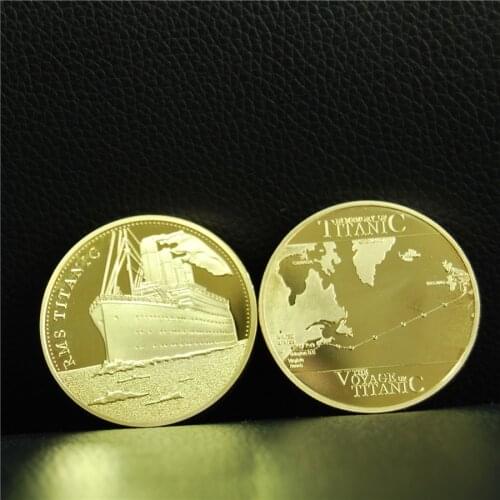 100pcs/lot dhl free shipping RMS Titanic Gold Plated Commemorative Coin Journey of the Titanic