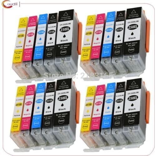 20 pcs PGI-250 CLI-251 For canon PIXMA MG5420 MG5422 MG5520 MG5522 MG6420 IP7220 MX722 MX922 IX6820 printer ink cartridge