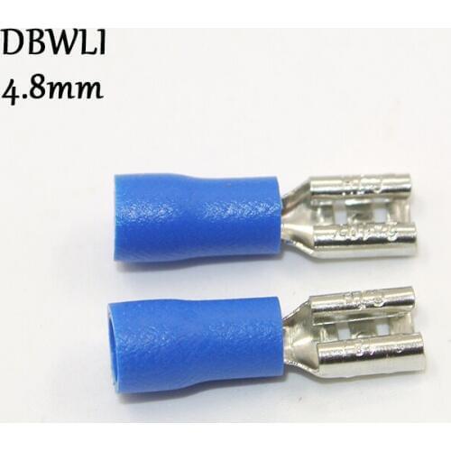 50PCS 4.8mm blue Female Spade Insulated Electrical Crimp Terminal Connectors
