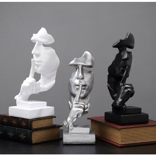European Style Figures Abstract Silence Is Gold Resin Statue Ornament Household Ornament Porch Decoration Resin Handicraft