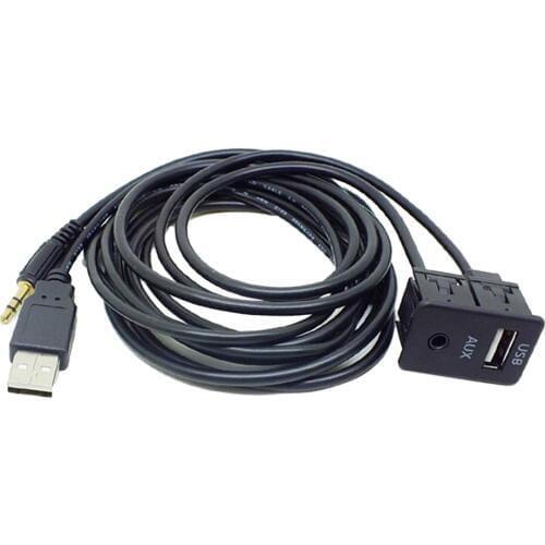 Audio Dash Flush Mount USB 3.5mm AUX Male Mounting Adapter Panel Input For Car