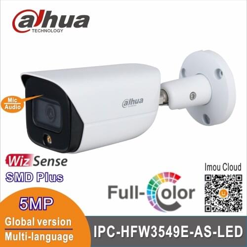 Free shipping Original Dahua International Version IPC-HFW3541E-AS 5MP Bullet W Built in Mic IR50M POE AI cameraizSense Camera