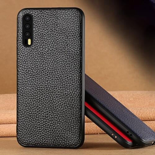 Cowhide Phone Case For Huawei Mate 9 10 20 Pro P10 P20 P30 lite Litchi Texture Back Cover For Honor 8X 9 10 case