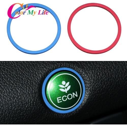 Color My Life Aluminum Alloy Interior Car Econ Knob Decoration Circle Trim For Honda CRV CR-V 2015 2016 Accessories