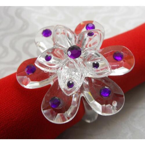 Flower crystal napkin ring,cheap wedding napkin holder