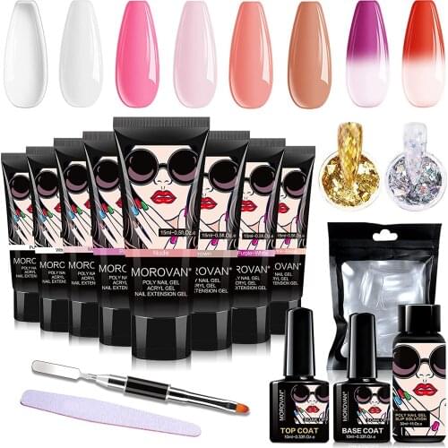 Poly Nail Gel Kit 6 Colors Nail Builder Extension Gel with 2 Colour Changing Gel for Beginner and Professionals Nail Supplies