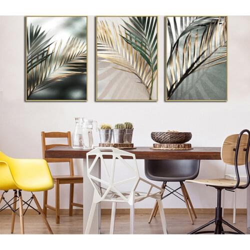 Golden Palm Leaf Plant Canvas Painting Botanical Nordic Wall Art Poster Print Scandinavian Decoration Picture Artwork Home Decor