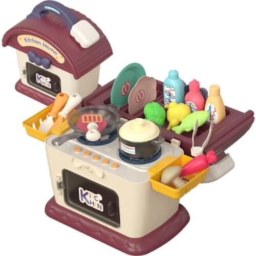 Kitchen Play Food Kitchen Toy Sets for Kids with Spray, Music & Lights, Toddlers Pretend Play Kitchen Cooking Toys