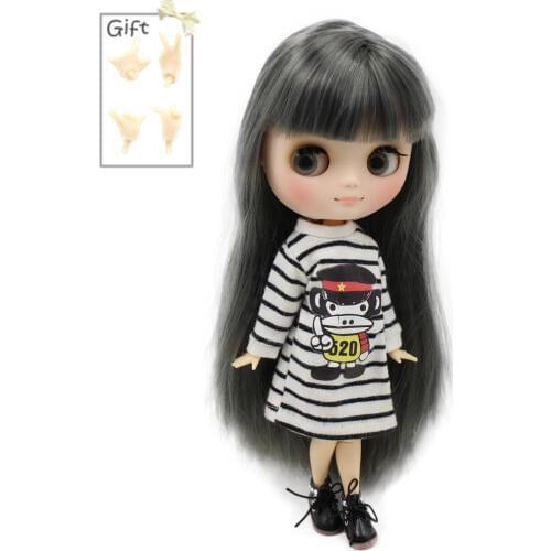 Nude Factory Middie Blyth doll Series No.BL 9016 Grey hair with bangs Matte face Neo