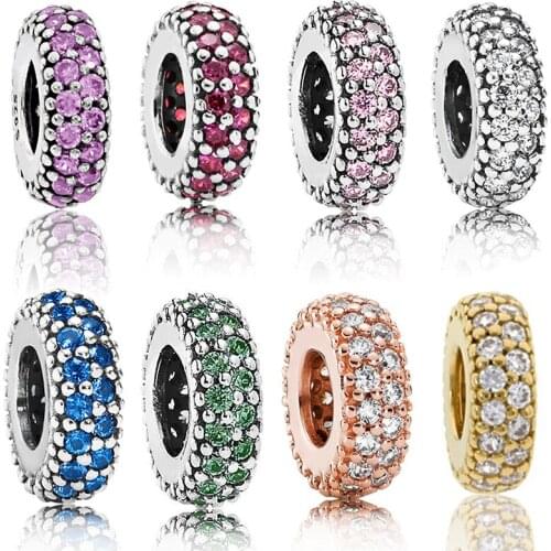 Fashion 100% Genuine 925 Sterling Silver Pav Inspired Small String Multicolor DIY Bracelet Original Womens Jewelry Gift