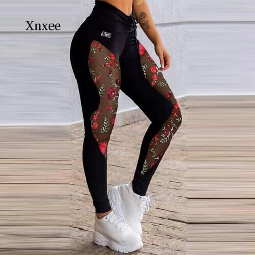 Fashion Skinny Floral Lace Embroidery Pant Elegant Patchwork High Waist Sport Trouser Women Casual Slim Fit Skinny Sweatpants Xl