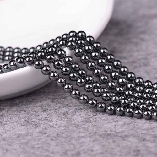 Nature Black Hematite Beads 4mm 6mm 8mm 10mm Round Rondelle Black Hematite Spacer Beads for DIY Handmade Bracelet Jewelry Making