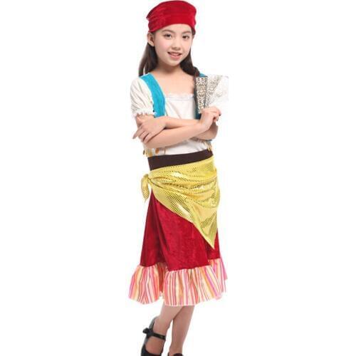 Nifty Gypsy Baby Girl Party Dress National Childrens Purim in Carnival Maquerade Performance Halloween Cosplay Costumes