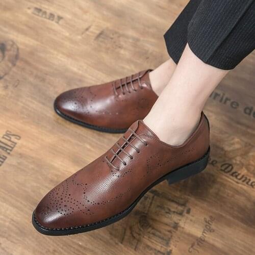 2021 new leather mens dress shoes handmade office business wedding luxury LACE FORMAL Oxford mens shoes zapatillas hombre38-47