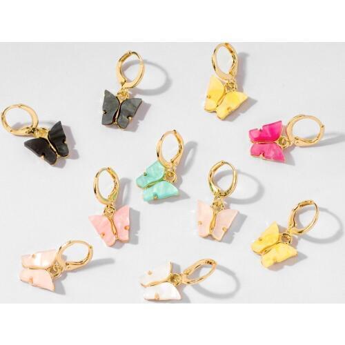 New Fashion Cute Butterfly Drop Earrings for Women Sweet Colorful Drop Earrings Korean Fashion Dangle Earrings Jewelry Oorbellen
