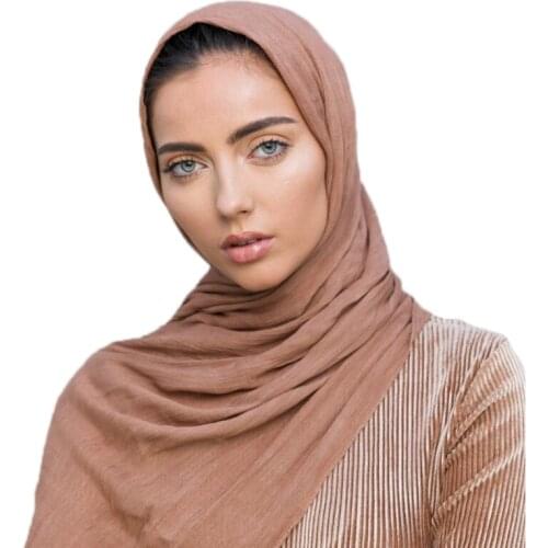 New Women 100% Rayon Crinkle Scarf Cotton Pleated Muslim Hijabs Head Wraps Headband Long Scarves 180*95cm 10pcs/Lot Wholesale