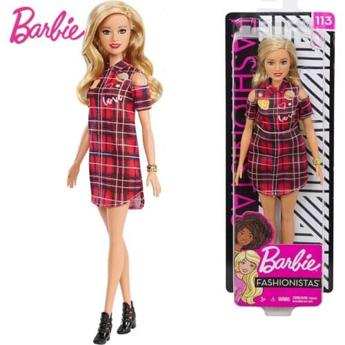 Original Barbie Dolls Plaid Skirt Fashionista Girls Fashion Doll Princess Birthday Gift Kids Toys for Girls Bonecas Juguetes