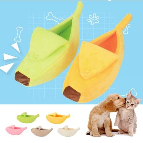 Pet Dog Cat Banana Shape Bed Warm Portable Dog Cat Supplies Mat House Durable Kennel Doggy Puppy Kitten Cushion Basket 2021