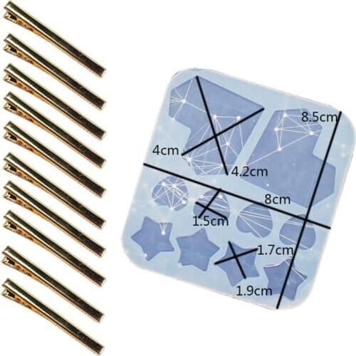 DIY Heart Star Barrettes Silicone Epoxy Resin Molds Hair Pin Acrylic Mold Alligator Hair Clip Molds Jewelry Making Tools