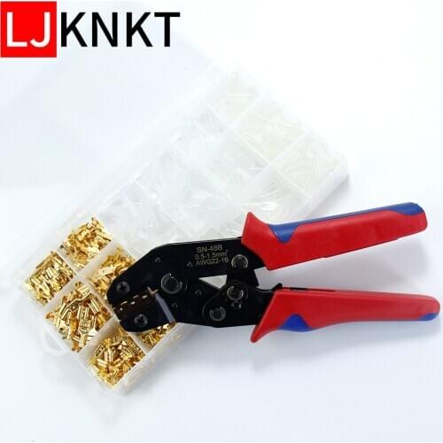 SN-48B wire jaw terminals sets cold-pressed assorted para fio combination plug spring boxed connector cross crimping hand tool