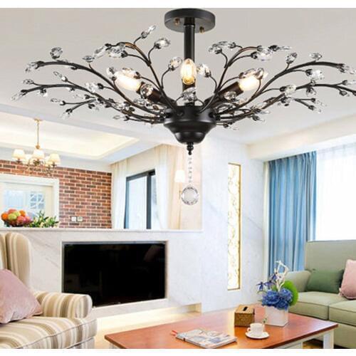 Modern American crystal ceiling light E14 LED creative personality ceiling lamp for living room bedroom hotel hall restaurant