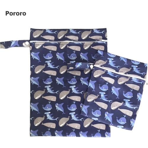 Pororo Baby cloth diaper bag foldable waterproof PUL shopping bag,2 pieces childrens snack bag, baby clothing storage bag