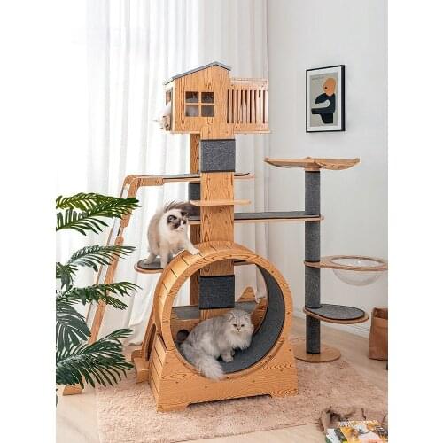 TT Meizan Cat Climbing Frame Solid Wood Large Cat Nest Tongtianzhu Cat Tree Integrated Cat Scratch Board Sisal Small