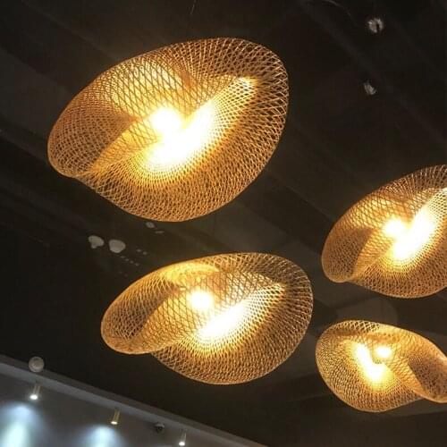 Vintage Bamboo Led Pendant Light Lighting Chinese Retro Restaurant Rattan Pendant Lamp Living Room Hanging Lamp Kitchen Fixtures