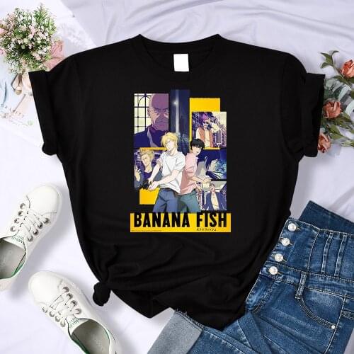 Banana Fish Anime Japan Style Print Female Tshirt Hip Hop Oversized Tops Summer Brand T Shirts Oversized Casual Womens T-Shirt