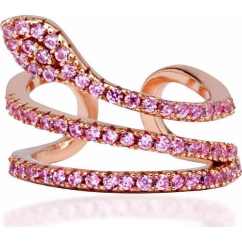 Pink white cubic zirconia snake clip earring for women no pierced jewelry micro pave cz three layer snake wrap earring