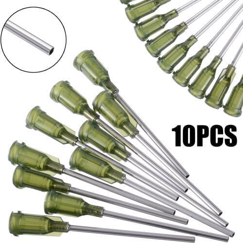 10pcs/lot 1.5" 14 ga Syringe Needle Tips Olive Color Dispensing Stainless Steel Needles Tips for Liquid Dispenser Syringe